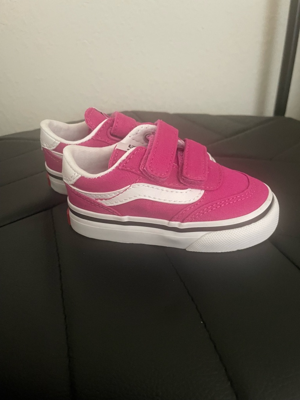 Vans Kids Hot Pink & White Velcro  Shoes for baby girls. Size 5C.